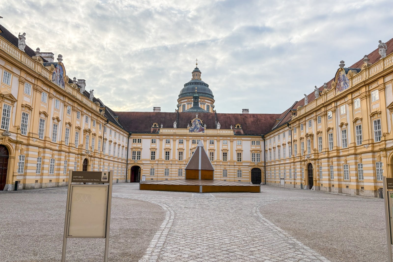 Melk Abbey's empty inner courtyard