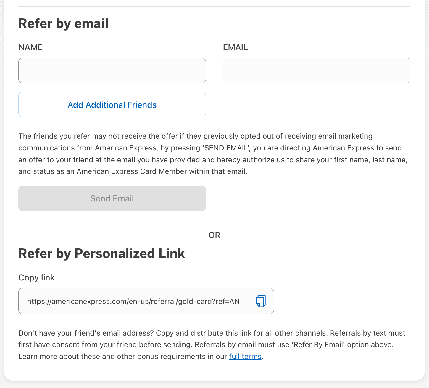 Amex referral options