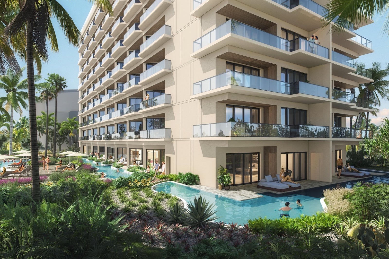 hotel tower with pool