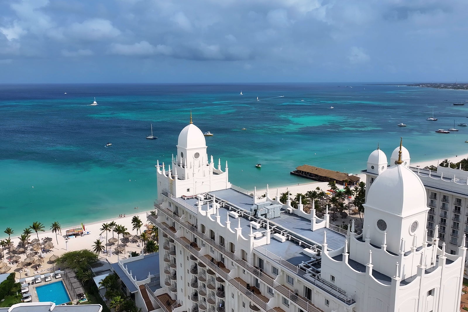Aruba Skyline At Palm Beach In Oranjestad Aruba.
