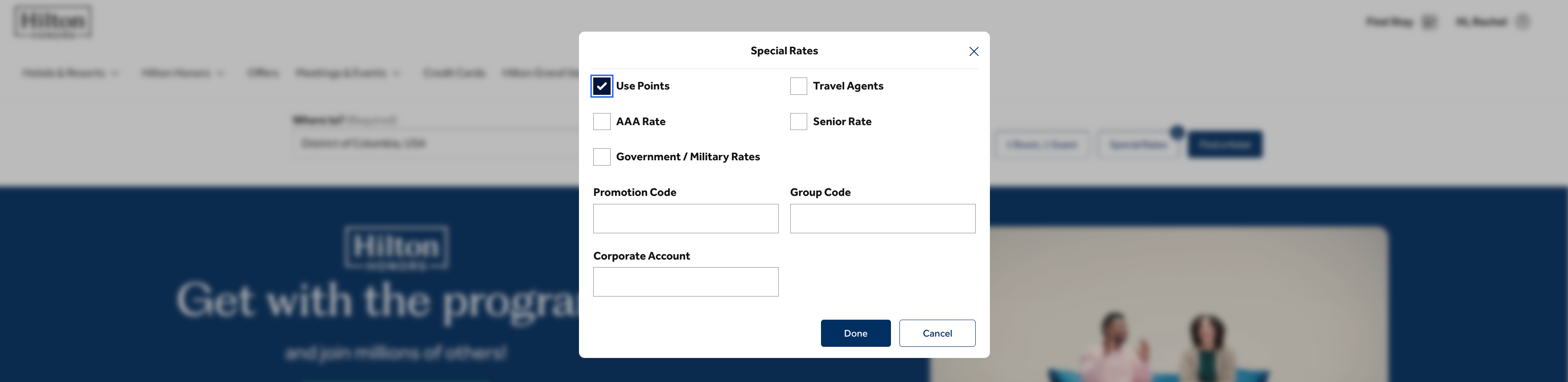 Hilton points search