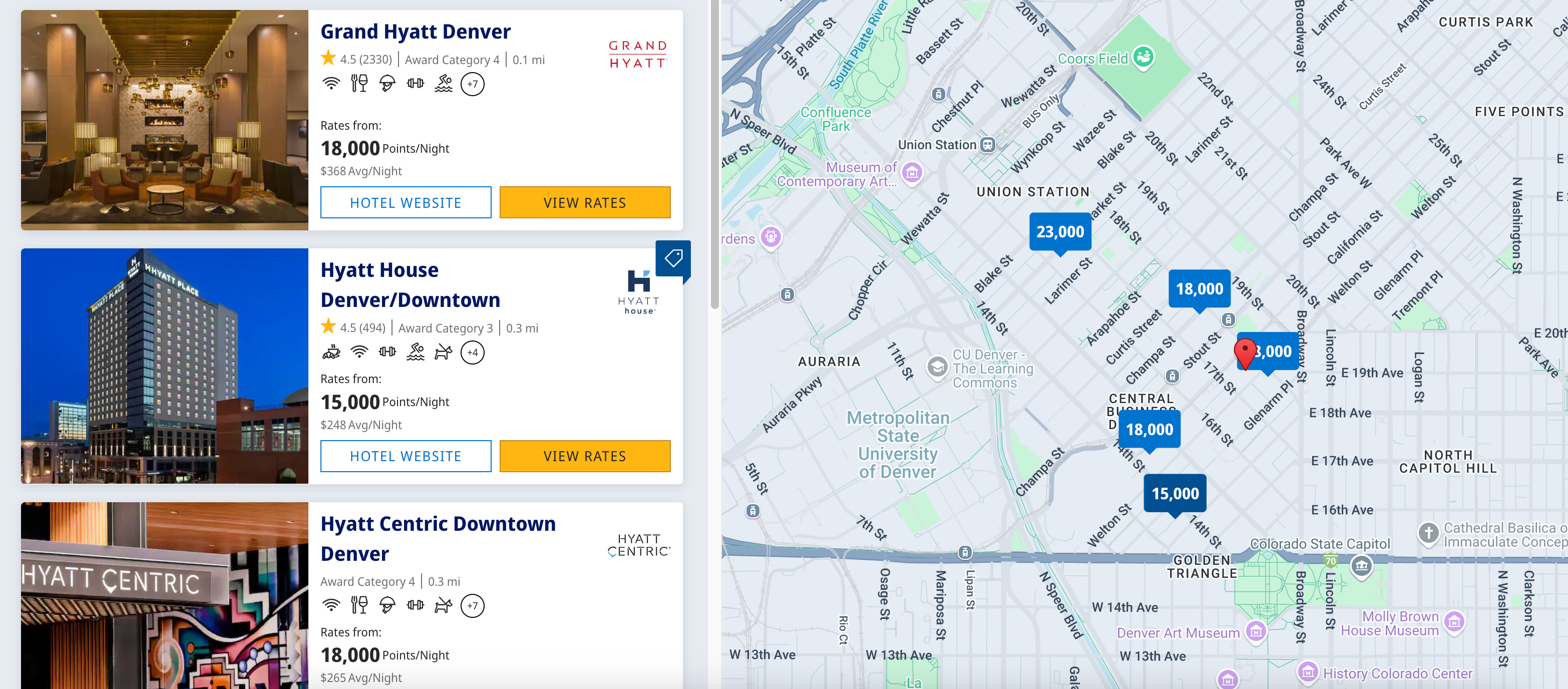 Hyatt Denver map