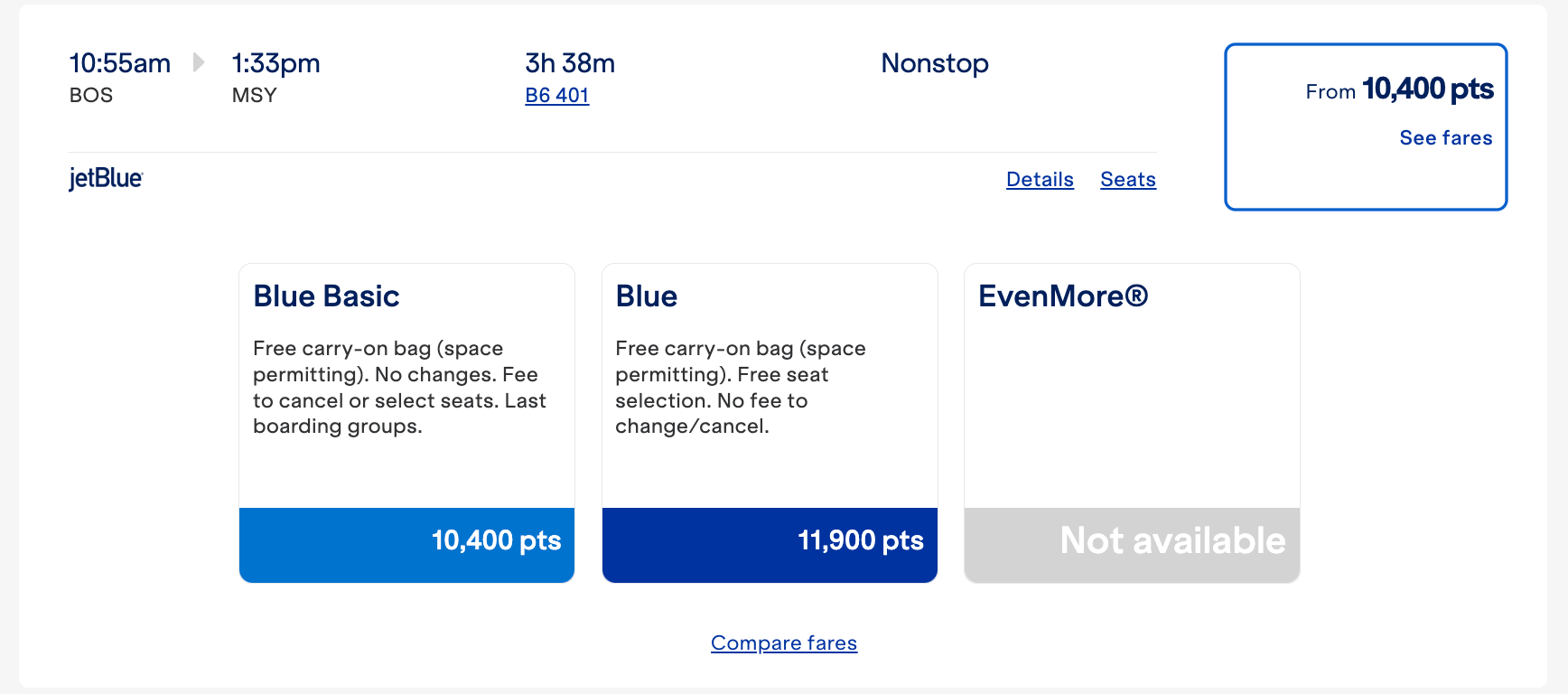 JetBlue BOS-MSY