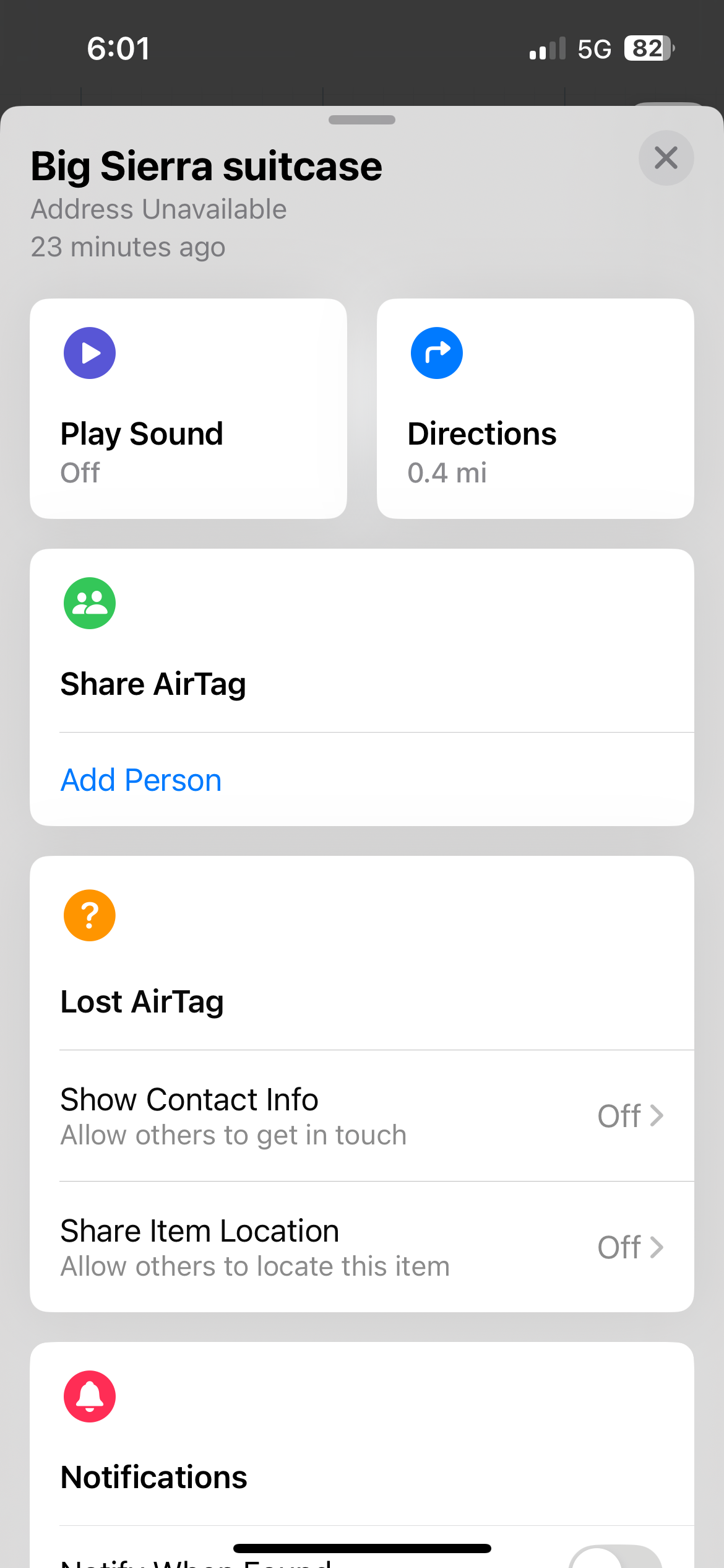 Find My feature on Nick Ewen's app.