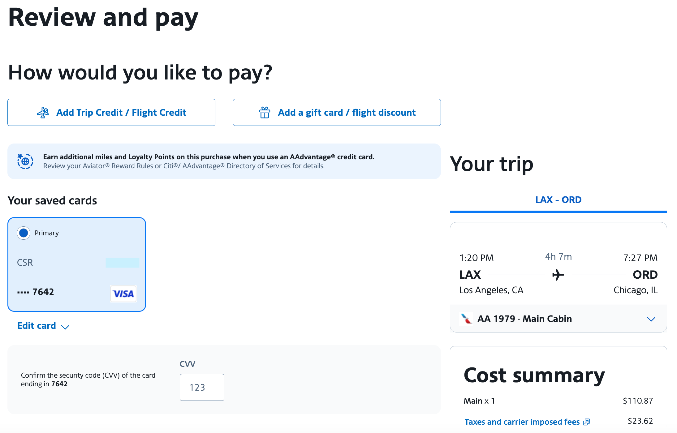 AA Payment Page