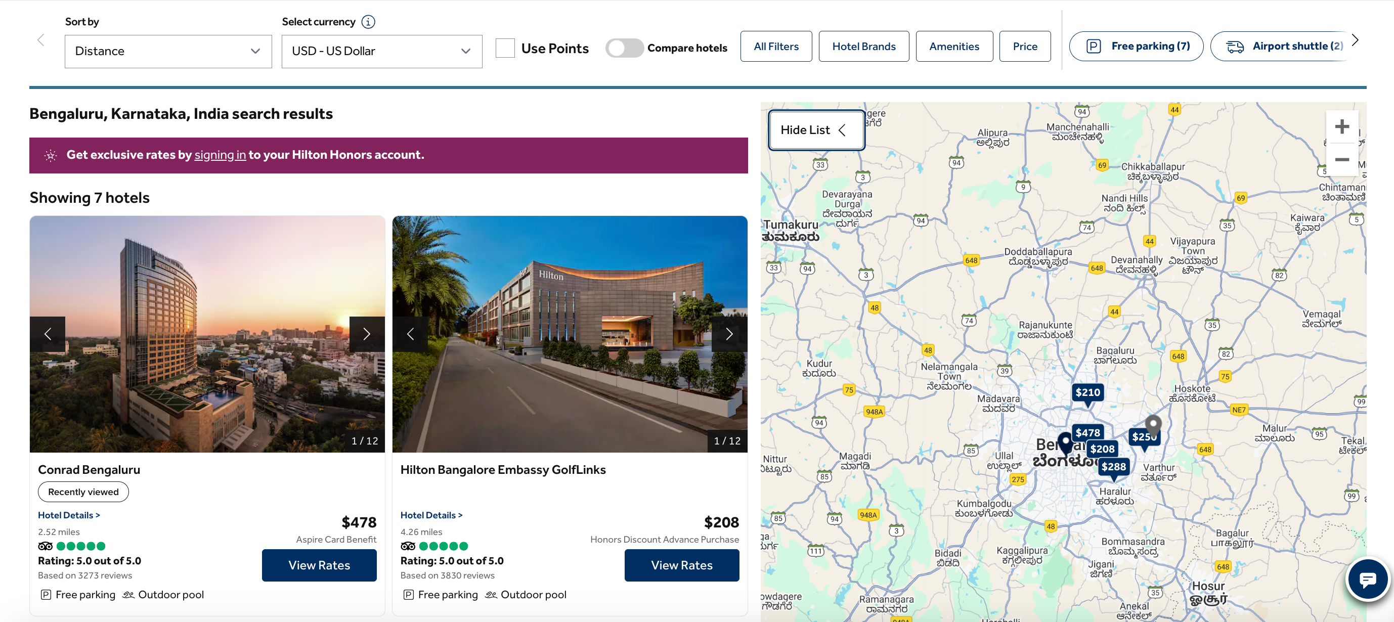 hilton aspire rates