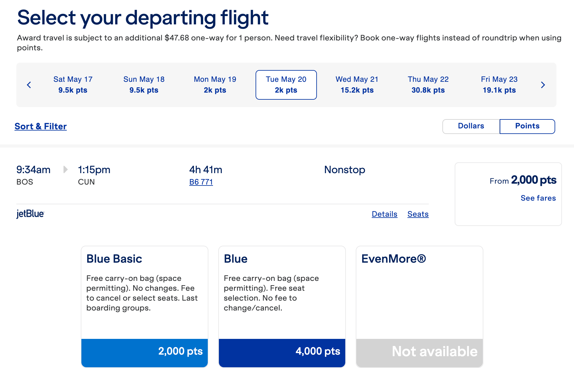 Jetblue screenshot