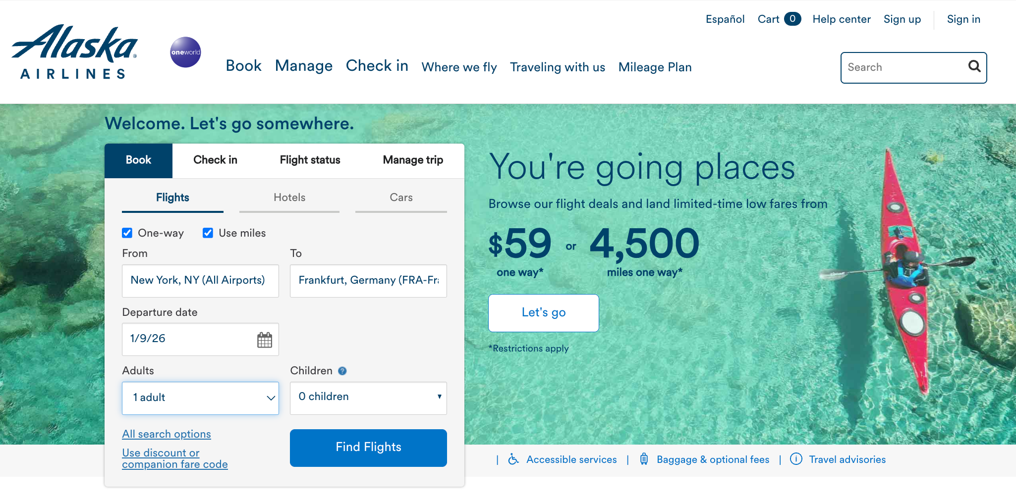 Searching for an Alaska award flight