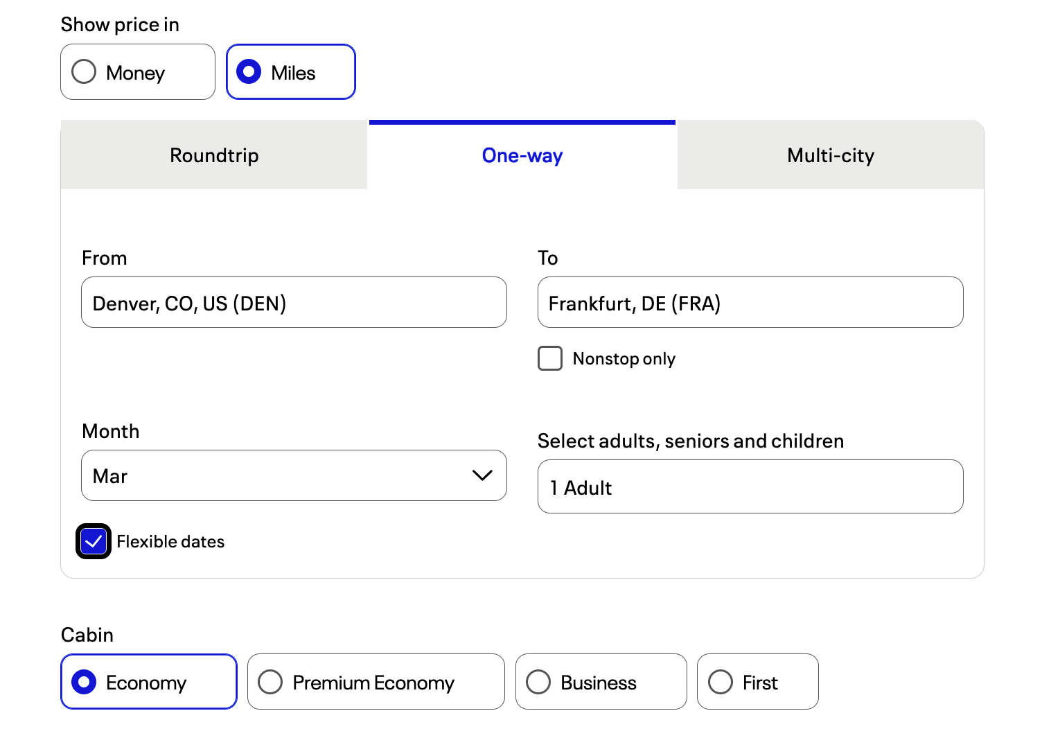 United advanced search