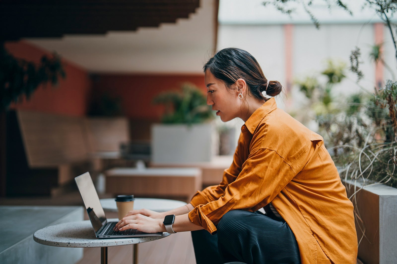 Woman using a laptop
