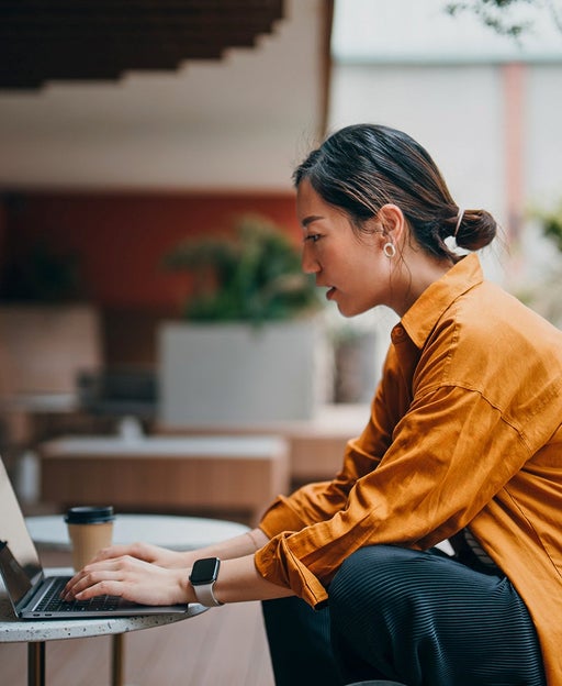 Woman using a laptop