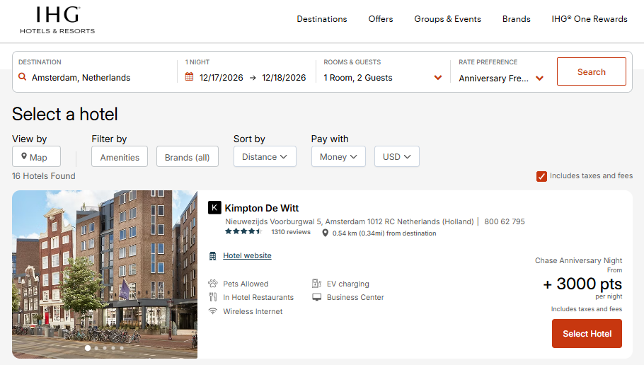Top-off an IHG free night certificate
