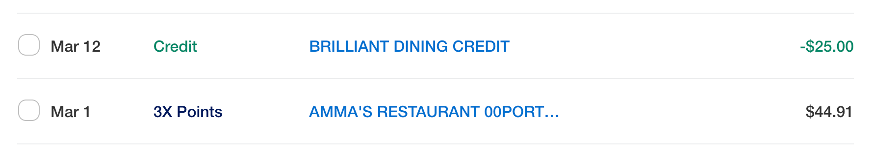 Screenshot of Bonvoy brilliant monthly dining credit