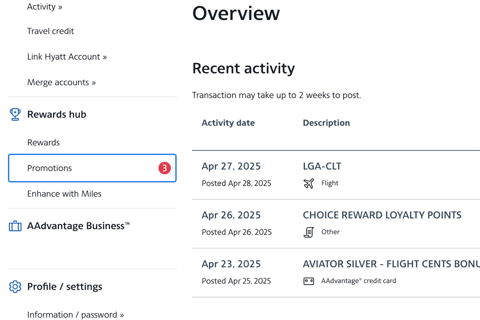 Promotions page on AA website. AMERICAN AIRLINES