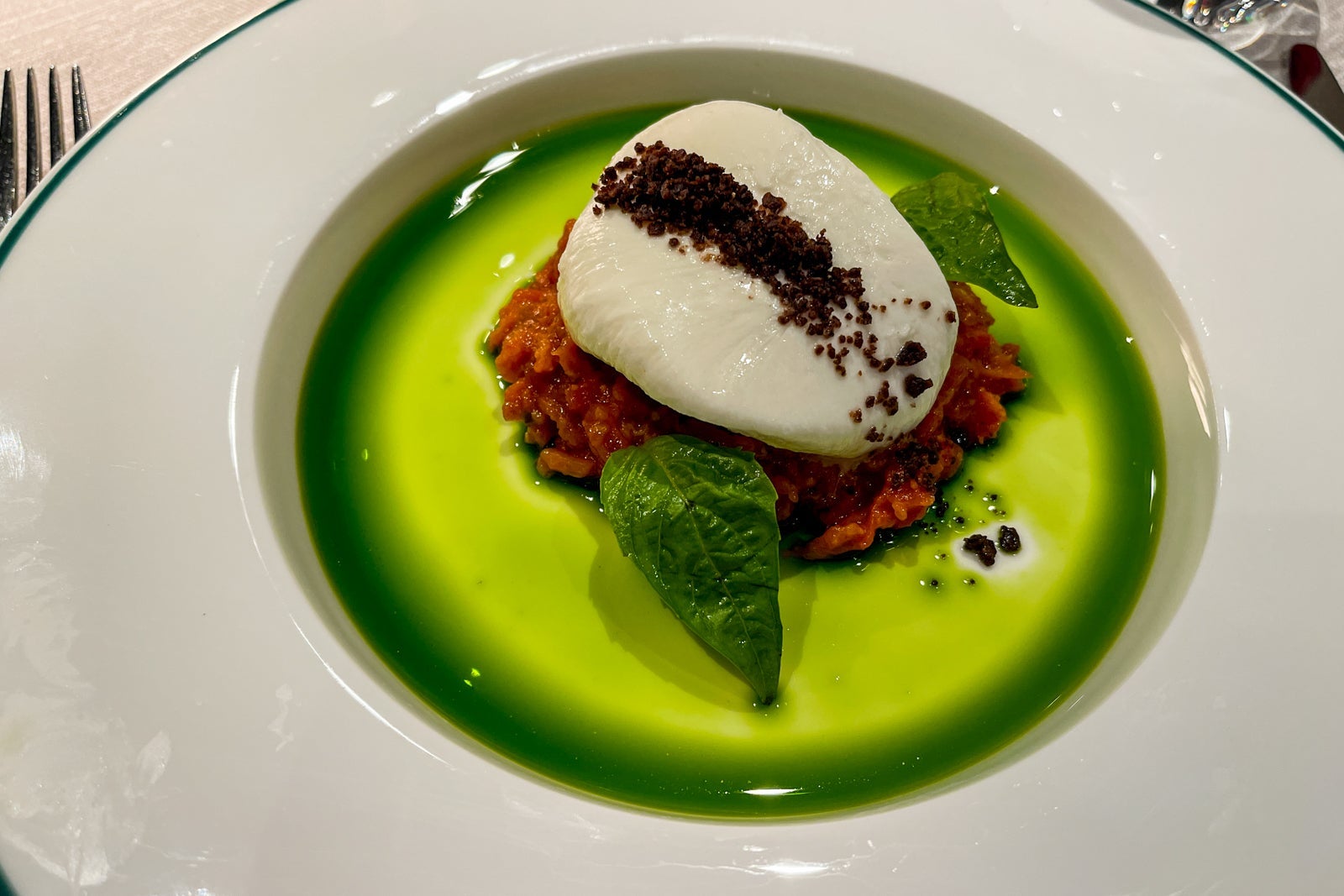 burrata appetizer at Eataly. MSC World America