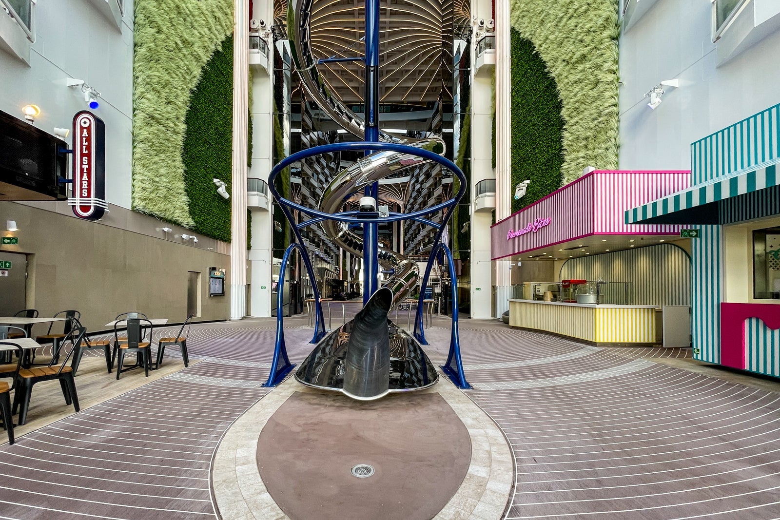 The end of the Jaw Drop dry slide aboard MSC World America