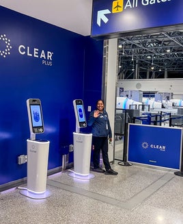 Oakland Airport Clear screening lanes.