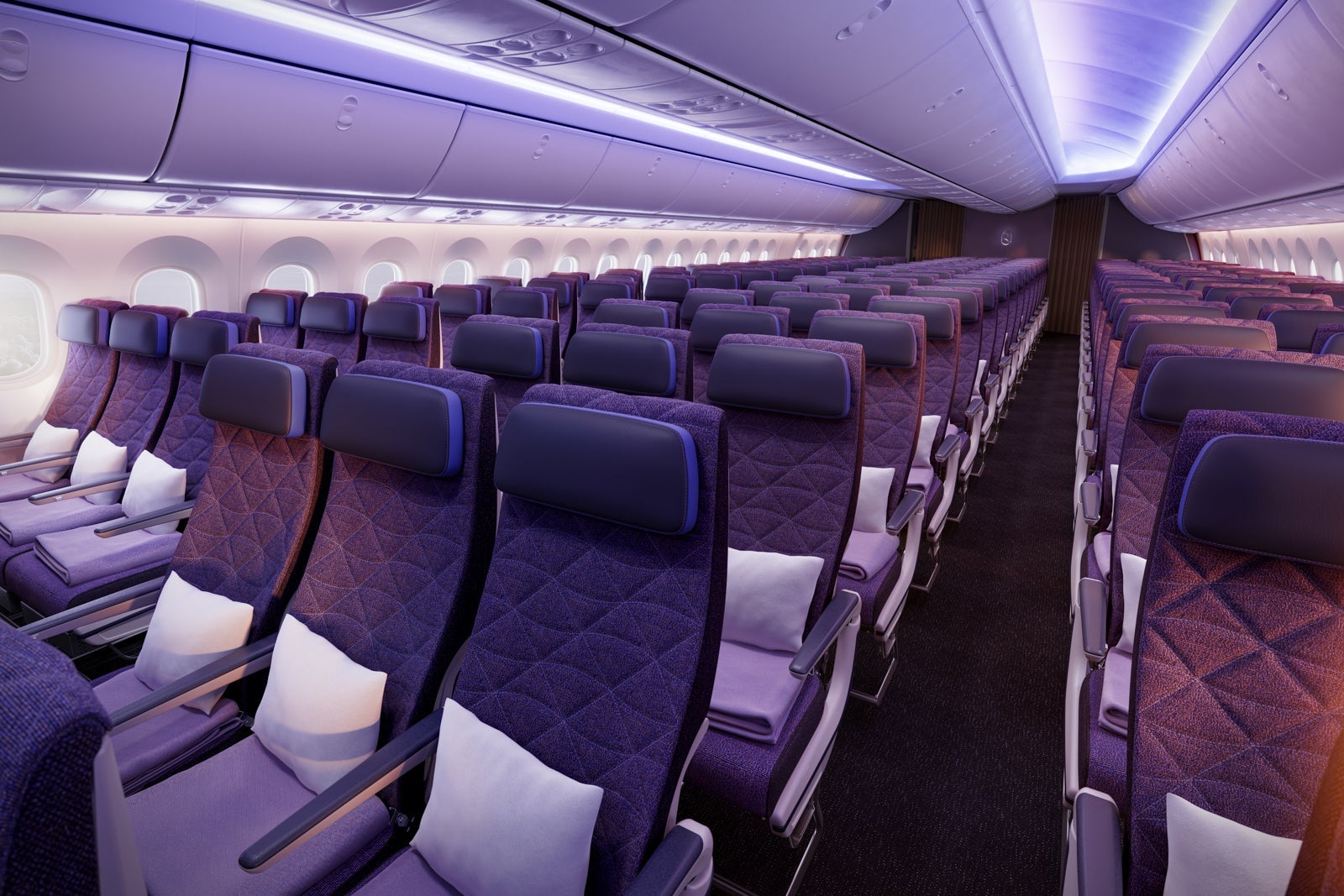 Riyadh Air 787 Dreamliner Economy Cabin overview Side