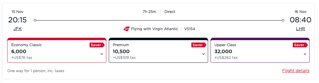 Virgin atlantic award availability