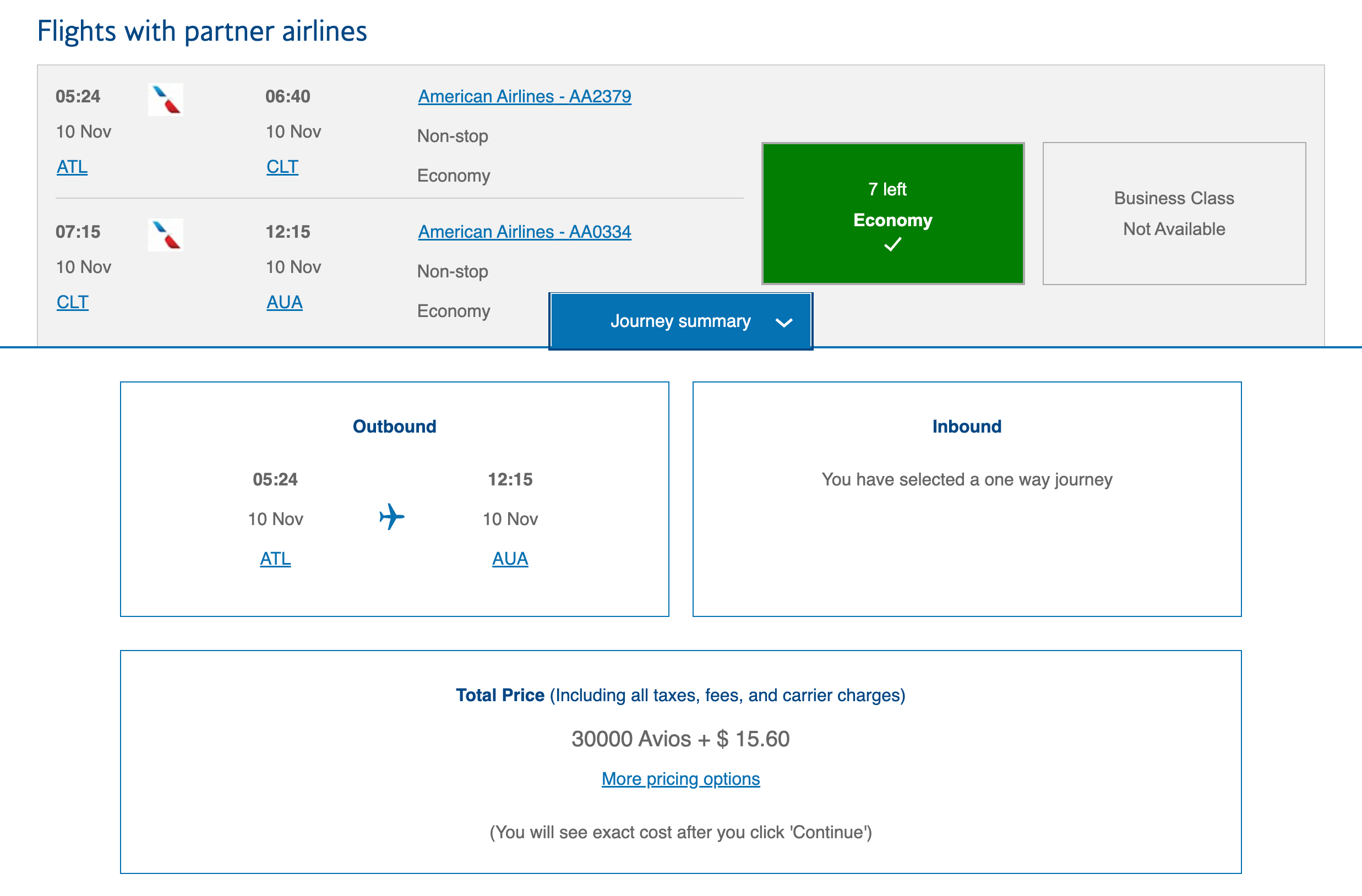 US flight AUUA booked through British Airways