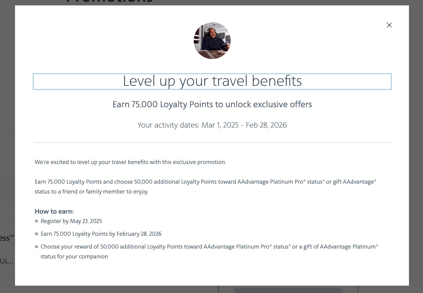 American Airlines promotion to choose additional Loyalty Points towards status. AA.COM