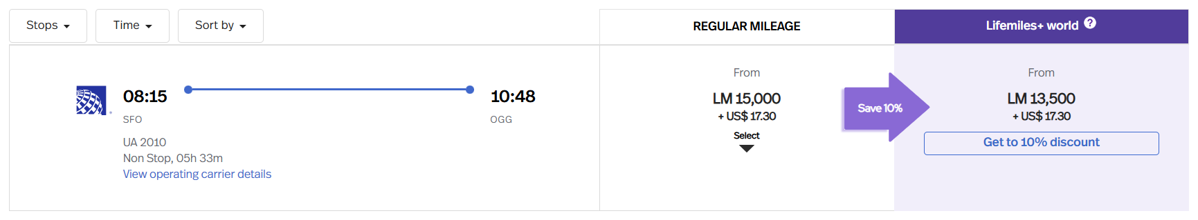 Avianca SFO-OGG 15k econ