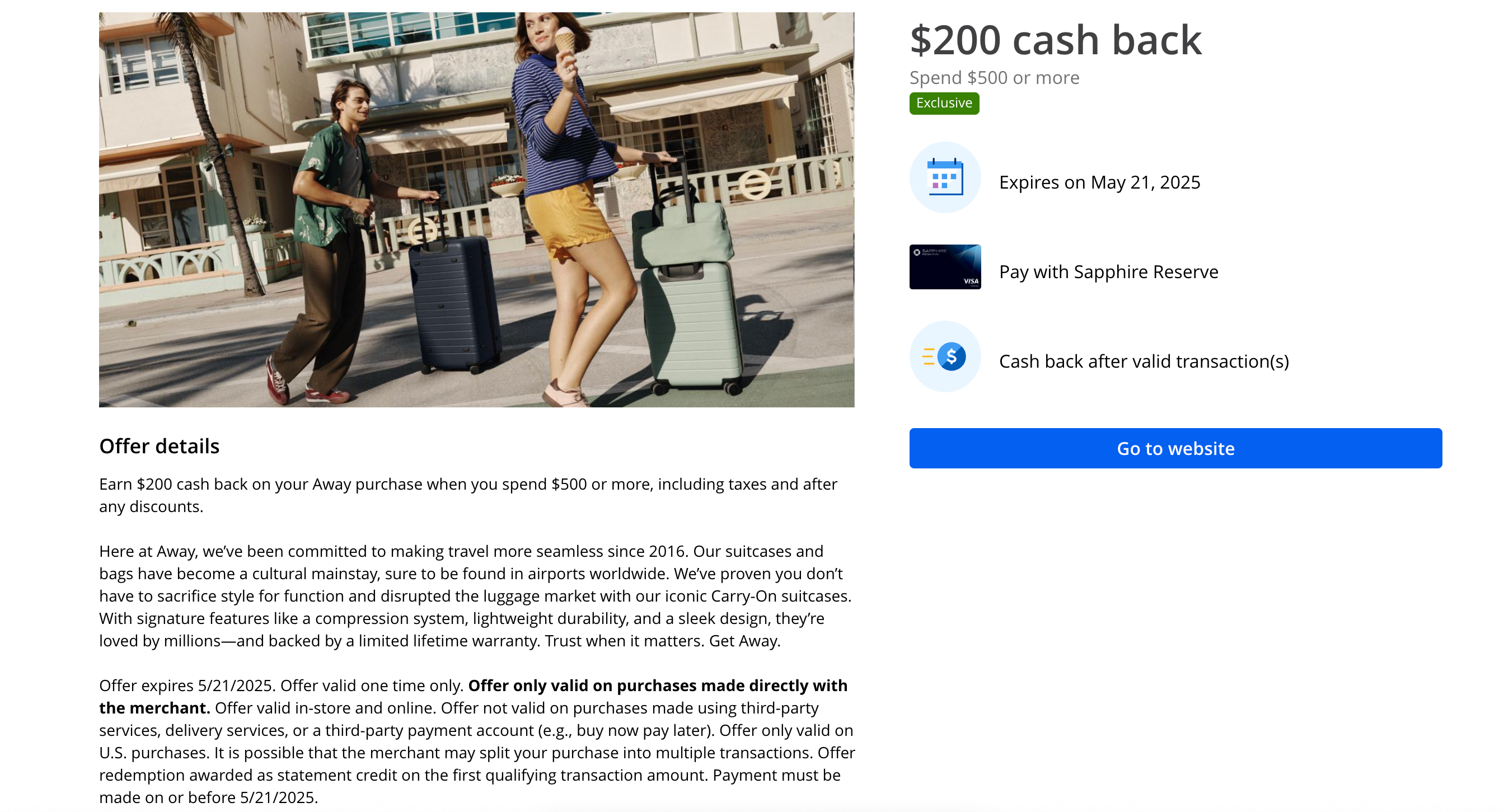 CSR Away Chase Offer