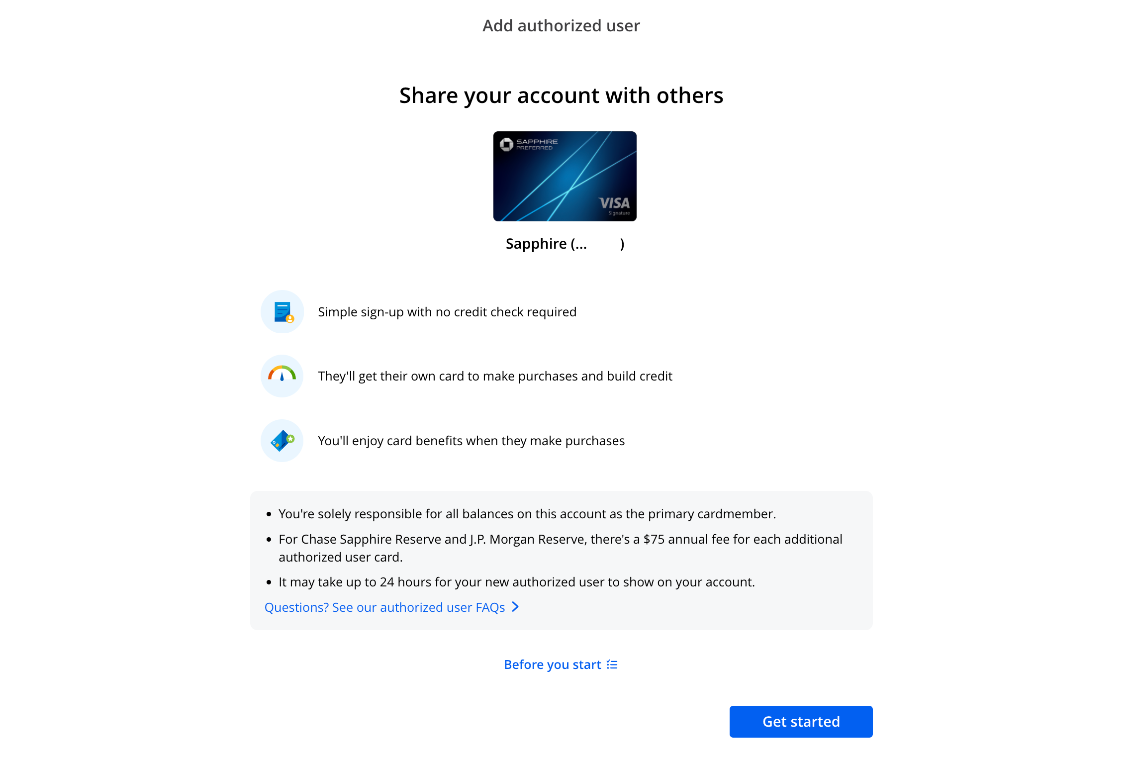 Chase add authorized user page