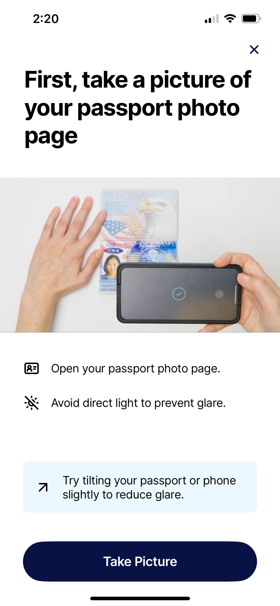 Clear add your passport feature