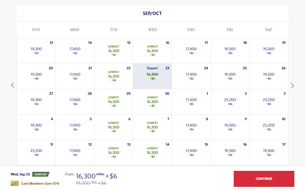 Delta SEA-HNL miles calendar Sept