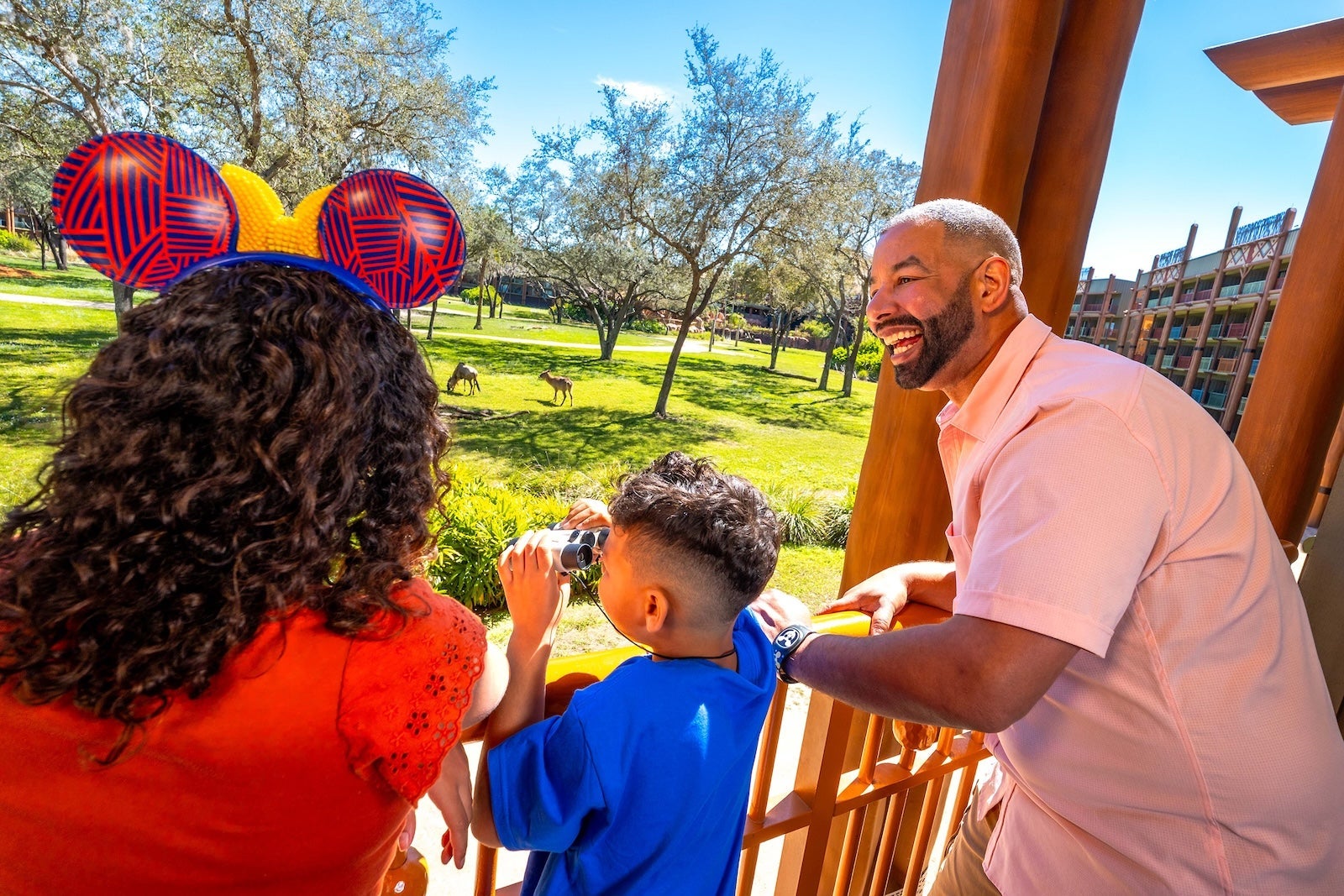 family viewing animals
