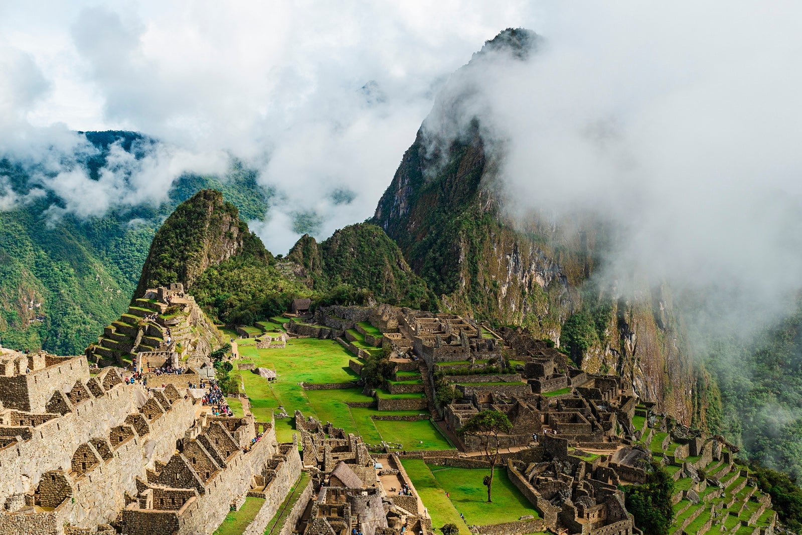 Machu Picchu in the clouds in Cusco, Peru.