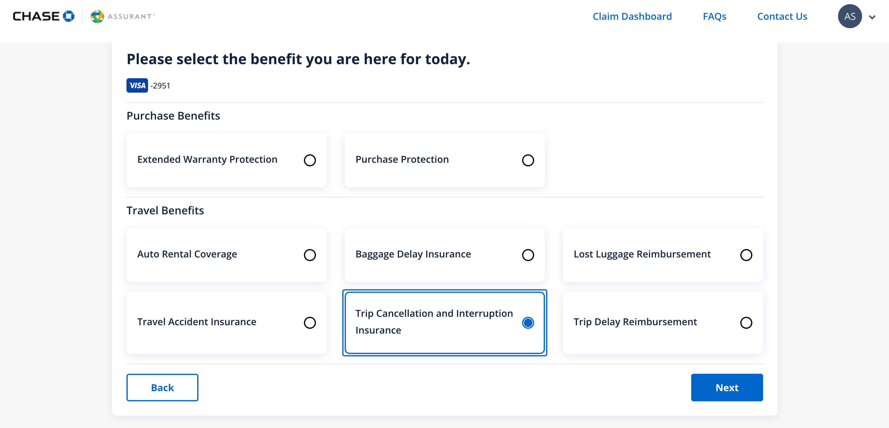 Chase Insurance Screenshot