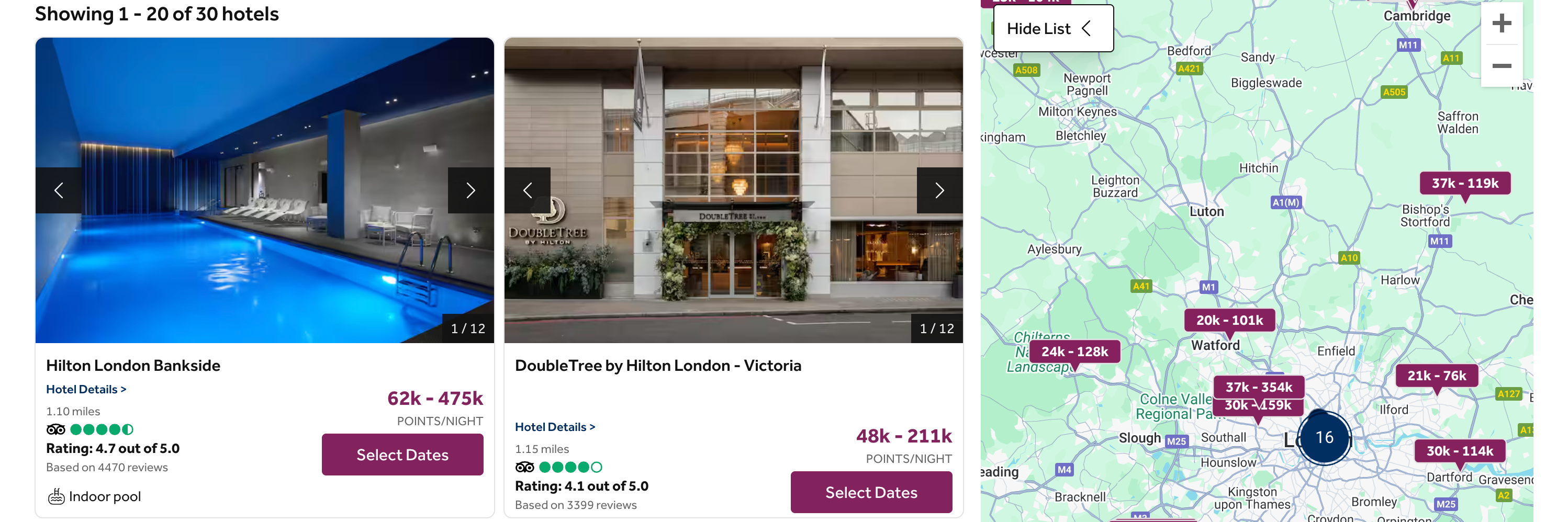 Hilton Points Explorer