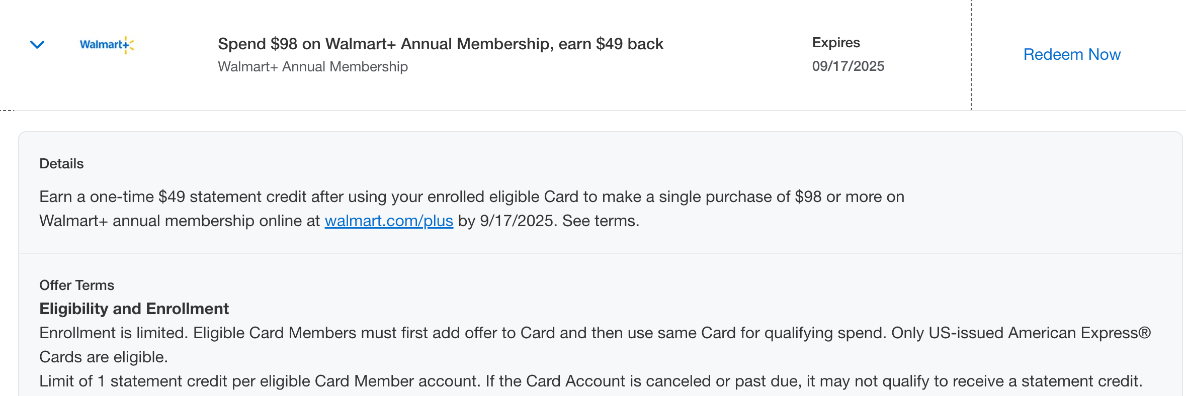 Walmart+ offer