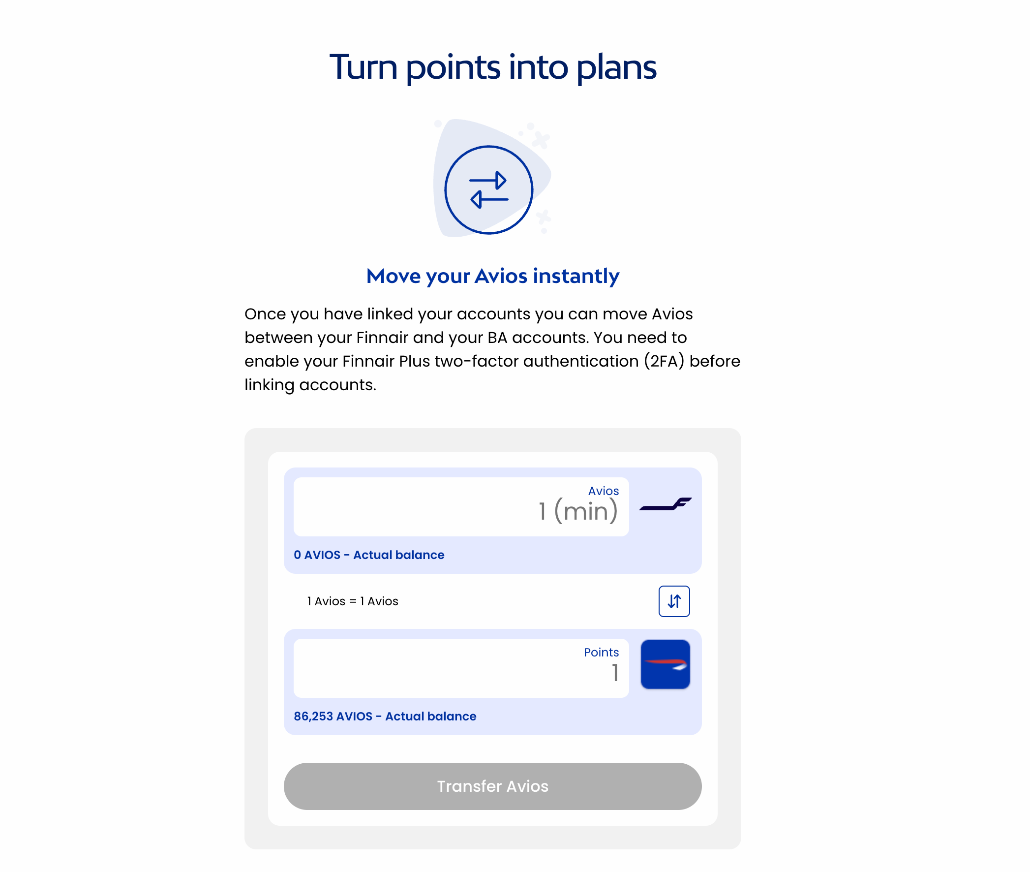 Avios website