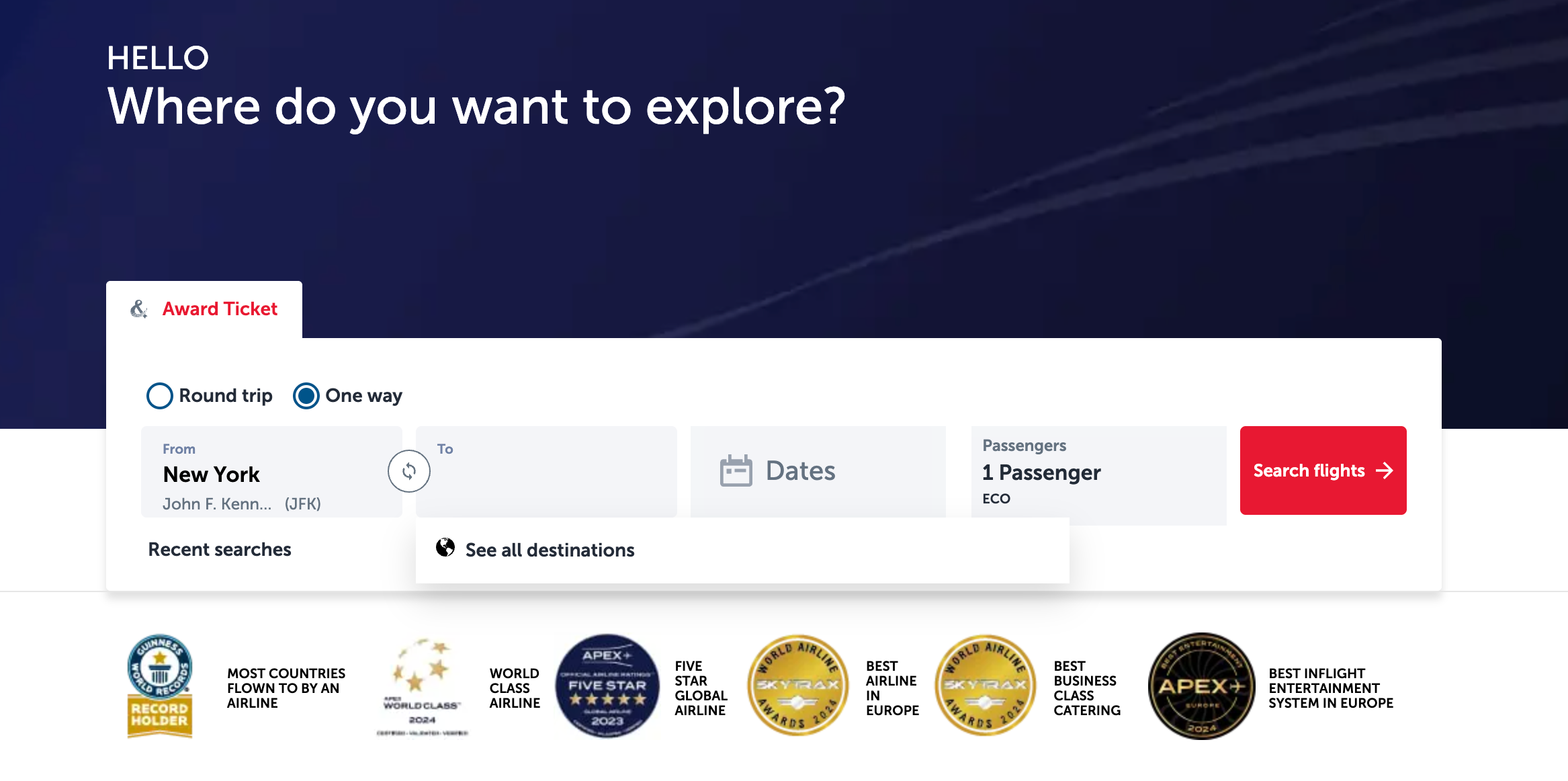 Turkish Airlines websiute
