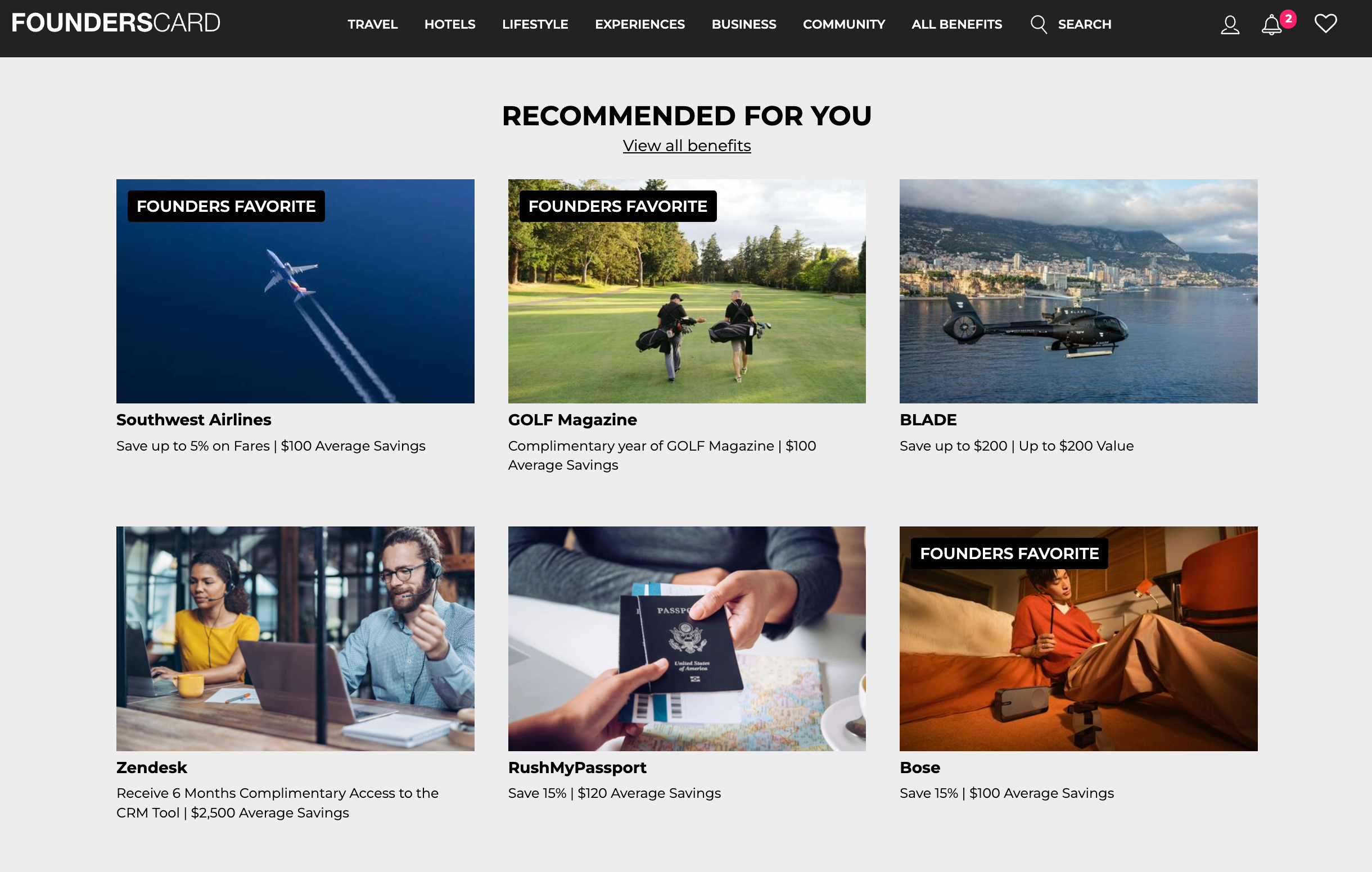 Founderscard website