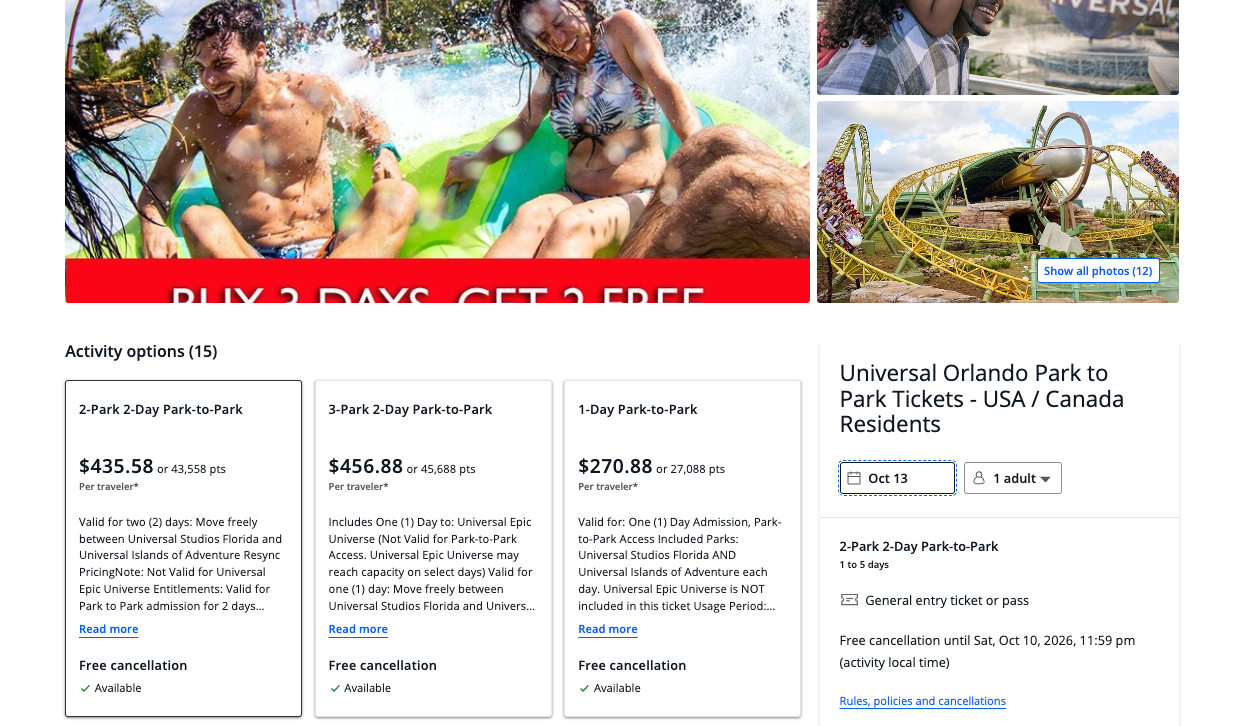 theme park ticket pricing