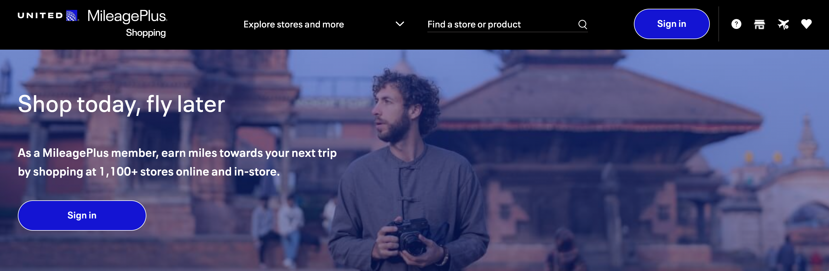 United shopping home page