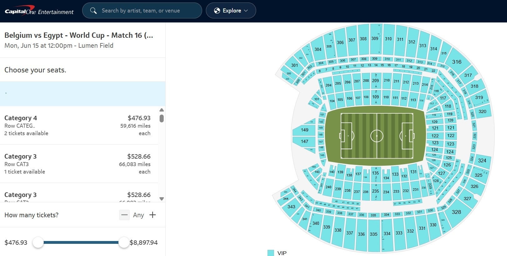 World Club tickets through Capital One Entertainment