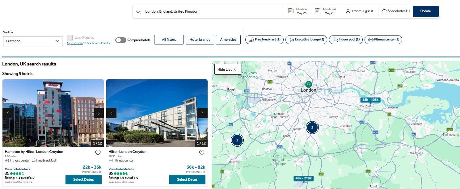 Hilton Points Explorer
