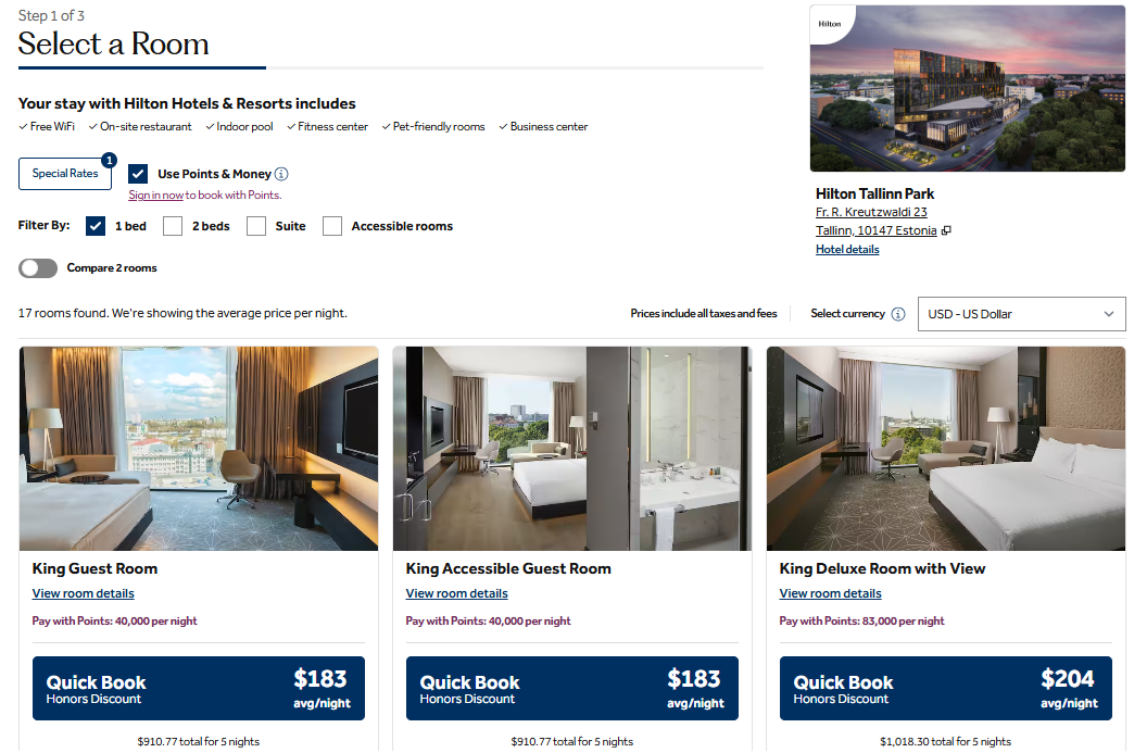 Hilton premium room rewards