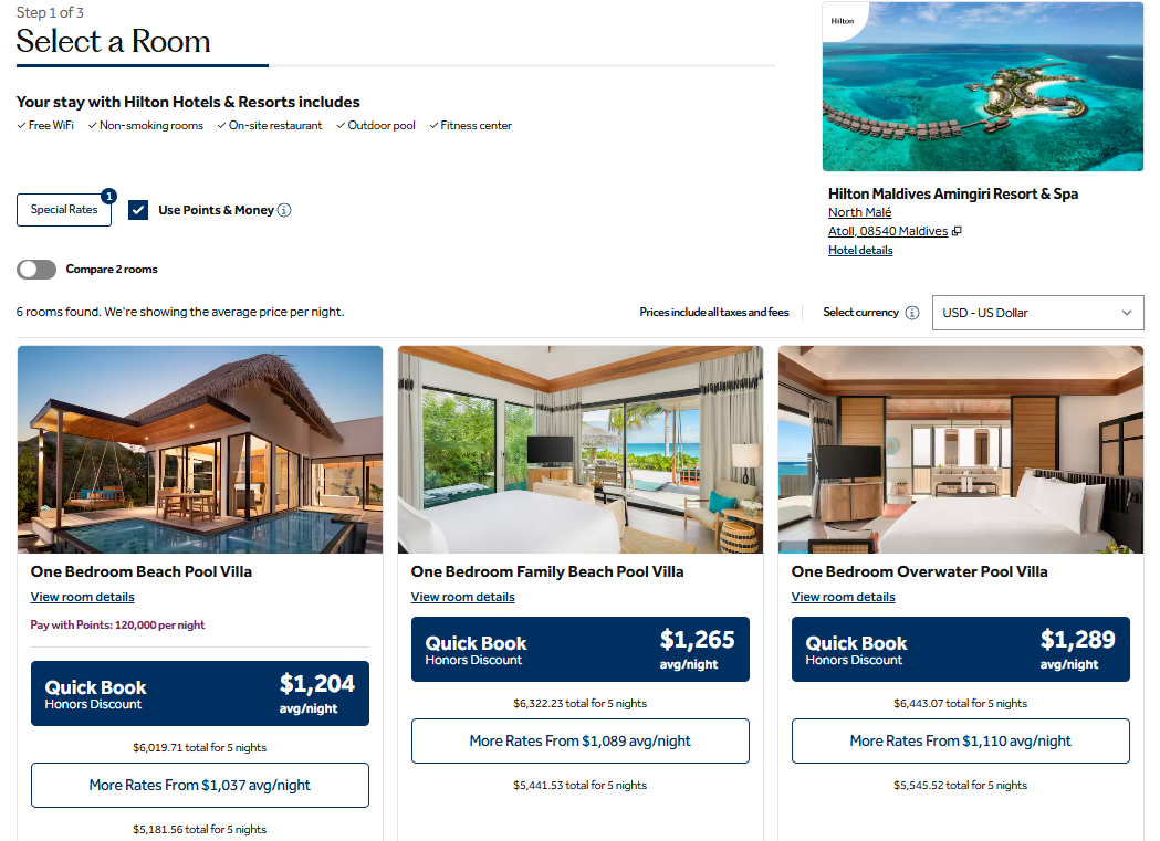Hilton premium room rewards