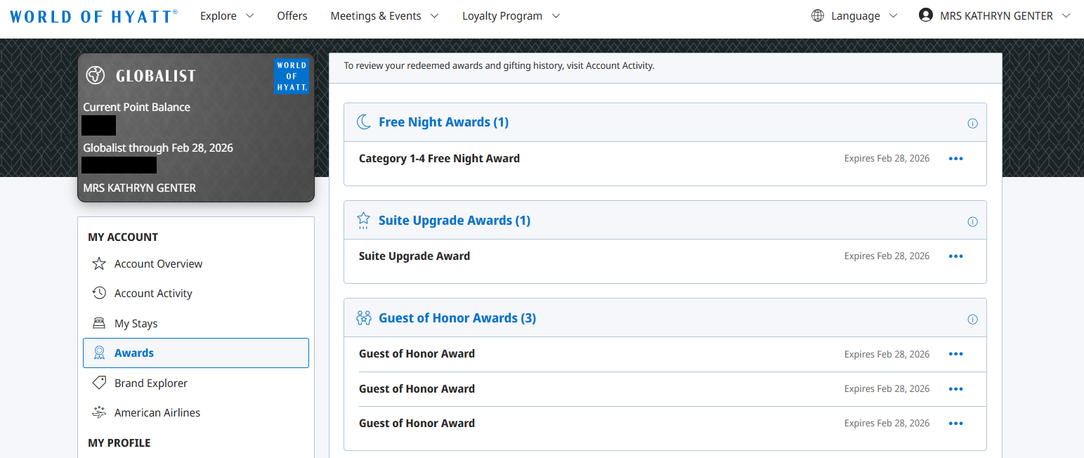 Hyatt Guest of Honor awards