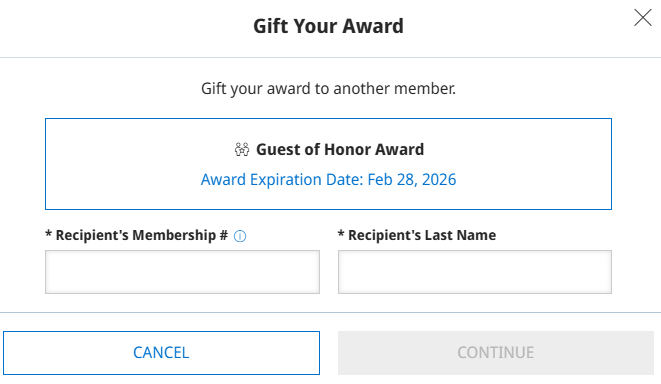 Gifting a Hyatt Guest of Honor award