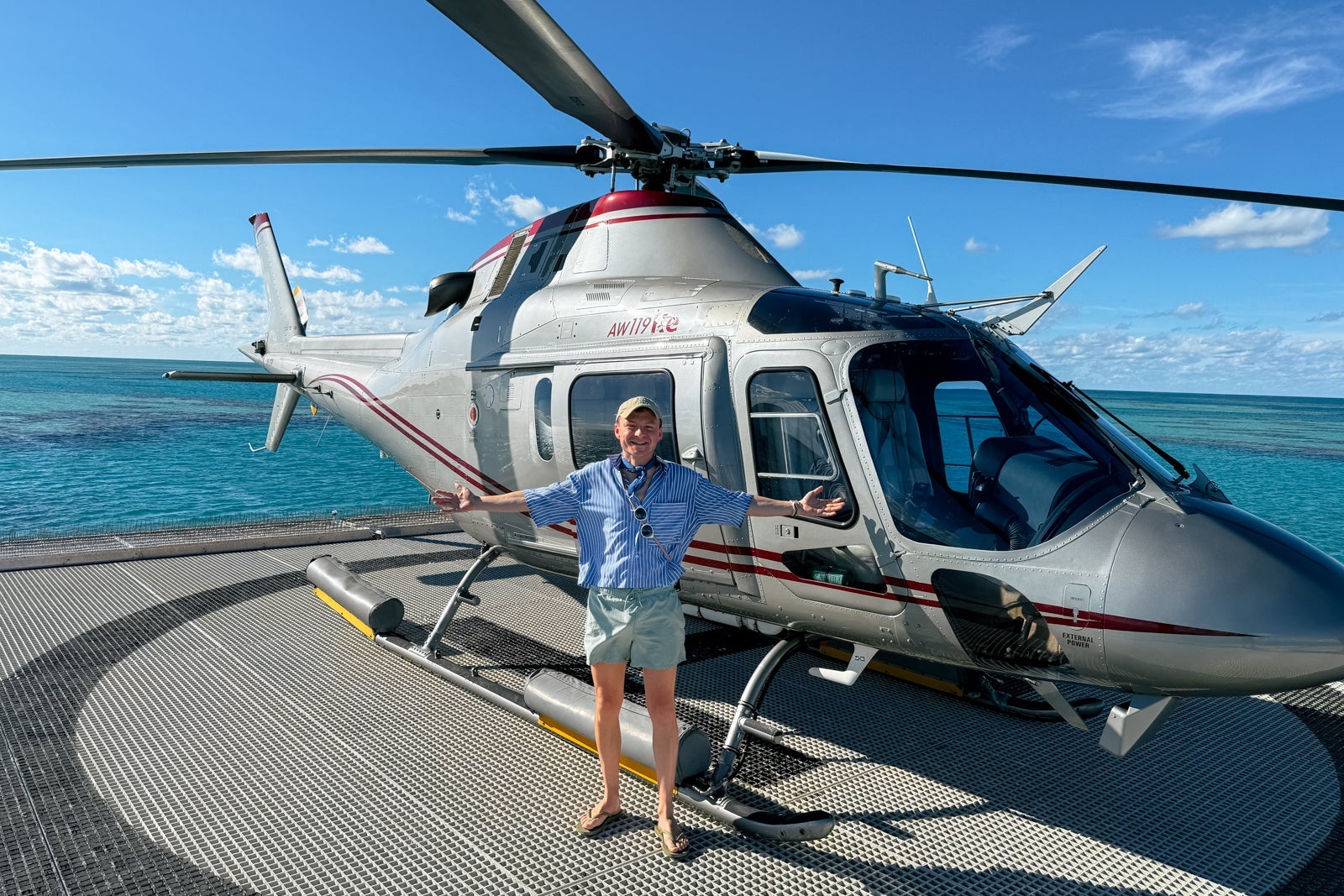 helicopter over Great Barrier Reed