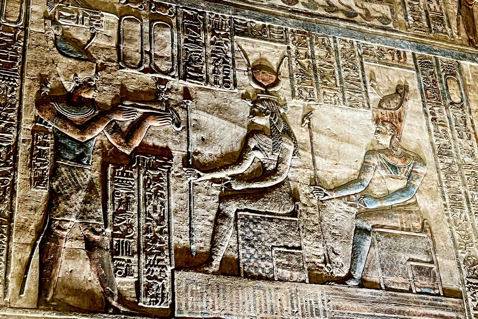 Vibrantly colored reliefs that are more than 2,000 years old are among the sites at the Temple of Hathor