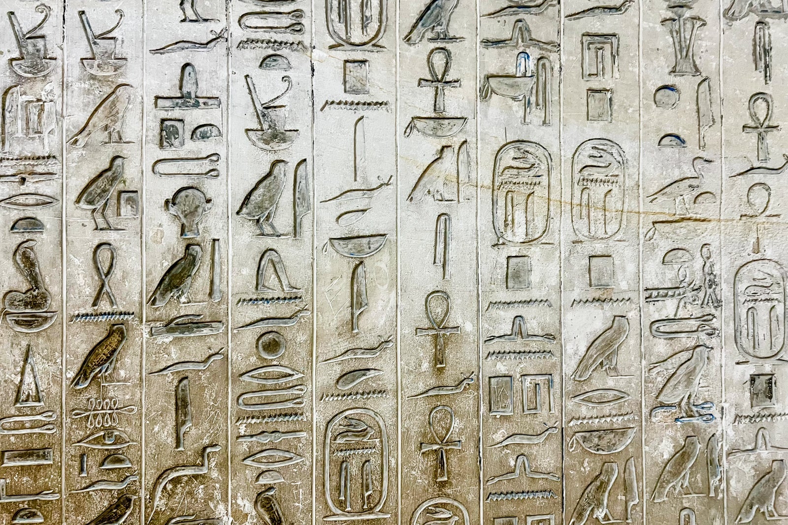 Hieroglyphics inside the tomb for the pharaoh Unas