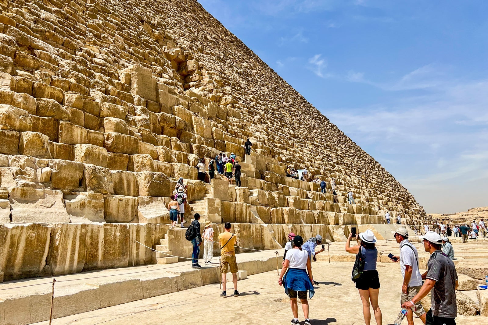 AmaWaterways passengers visit the Great Pyramid of Giza, the biggest of several pyramids just outside of Cairo.